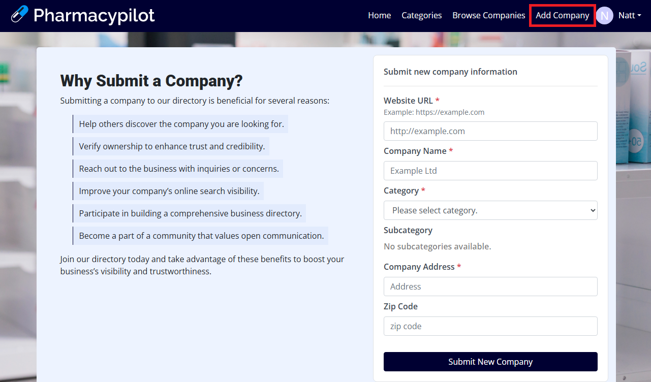 Add Company Screenshot