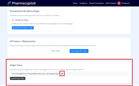 Widget Token Section